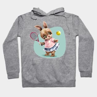 Cute little bunny. Tennis player Hoodie